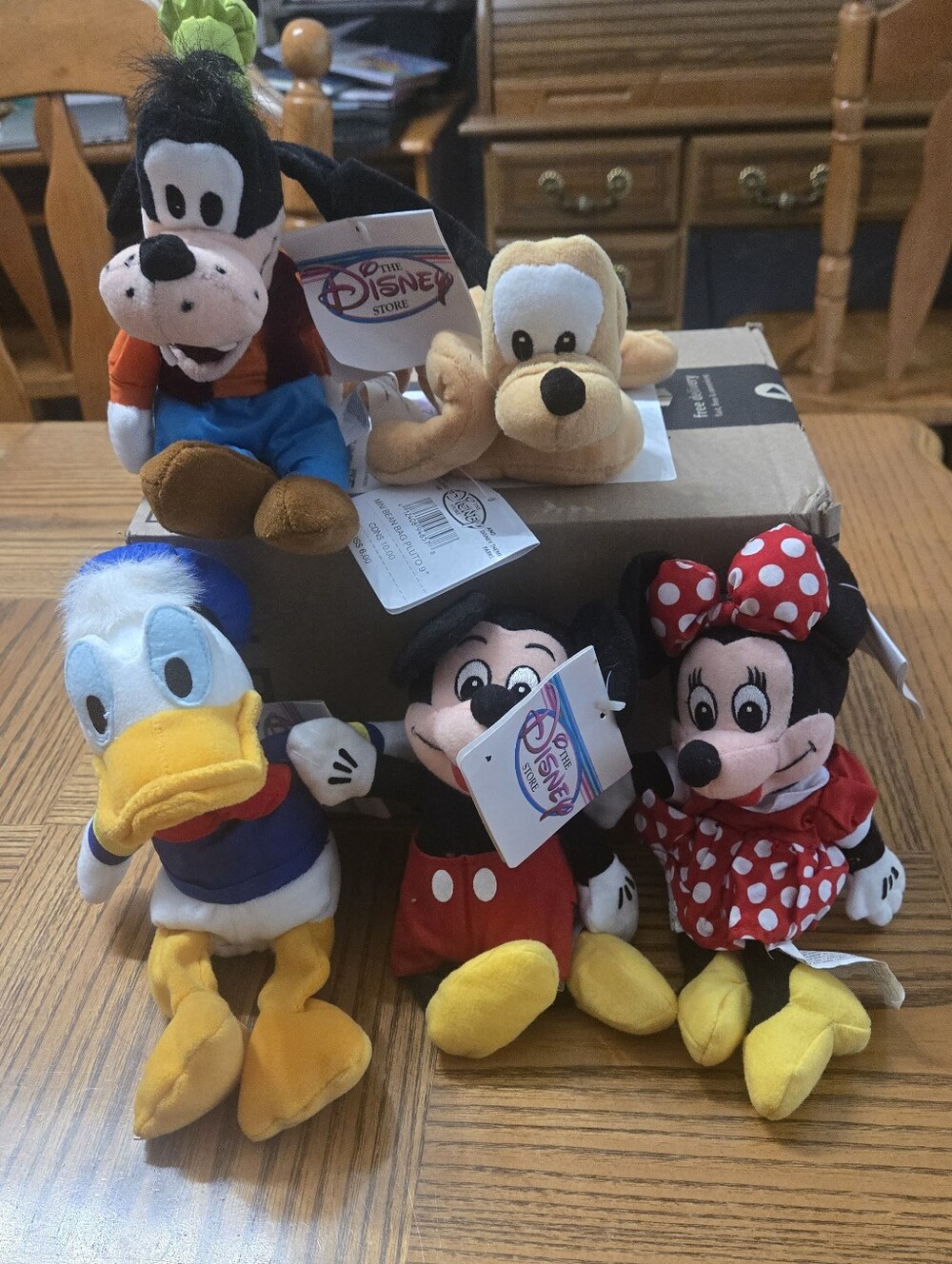 Vintage Disney Plush Character Set - Mickey, Minnie, Donald Duck, Goofy, Pluto
